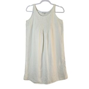 Garnet Hill Linen Sleeveless Dress Womens 6 Ivory Lagenlook Boho Minimal